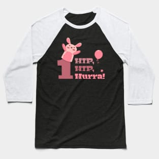 1st Year Anniversary - Hip, Hip, Hurra! Bunny Celebration Baseball T-Shirt